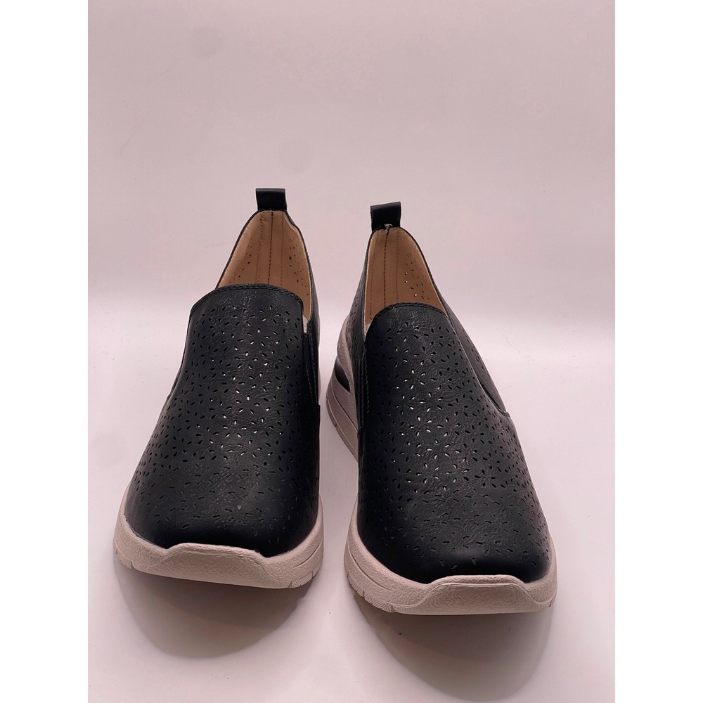 Easy Works by Easy Street Nottingham Black Perforated Slip On Sneakers 10 WW
